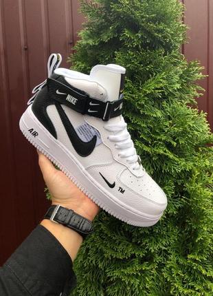 Женские высокие кожаные кроссовки nike air force #найк