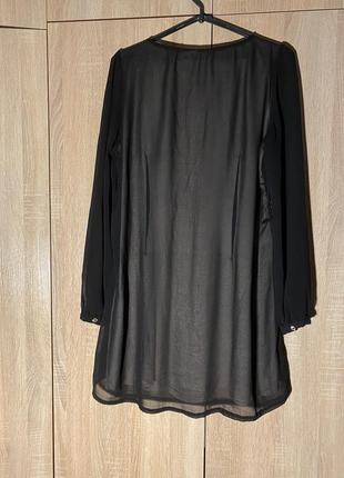 Чорне плаття з кремовою підкладкою1 фото