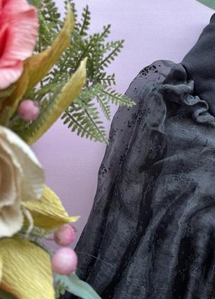 🖤чёрная тёплая кофта рукава фонарики/утеплённая чёрная укорочённая кофта zara с фатином🖤3 фото