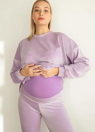 Лавандовий костюм для вагітних майбутніх мам велюровий (велюровый костюм для беременных лавандовый)3 фото