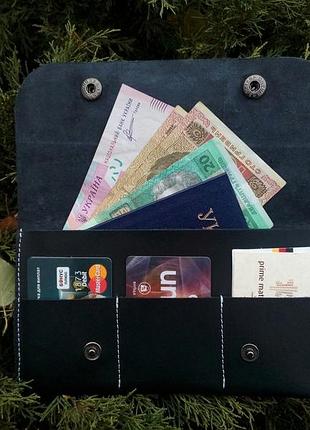 Портмоне кошелек, гаманець "скриня" ручної роботи, натуральна шкіра, на кнопках, клатч