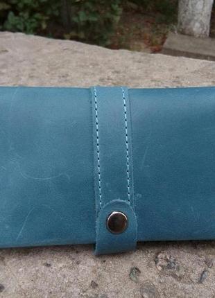 Гаманець кошелек, портмоне "crazy2" ручної роботи, натуральна шкіра, на кнопці