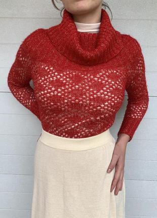 Світер люрексовий, з хомутом, з горлом, шерстяний, ажурний, світер водолазка