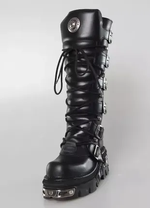 New rock високі чоботи черевики 6 пряжок жіночі чоловічі шкіра🔥1 фото