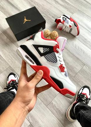 Кросівки nike air jordan 4 retro white-red чоловічі