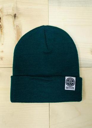 Шапка - outfits - classic tag green beanie (зимняя\зимова шапка)