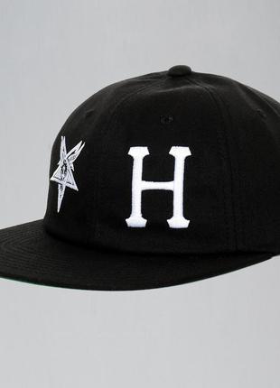 Кепка huf x thrasher — classic black logo сніпбек