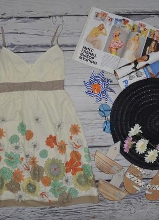 12/40/м красивое женское мягкое натуральное платье сарафан цветы