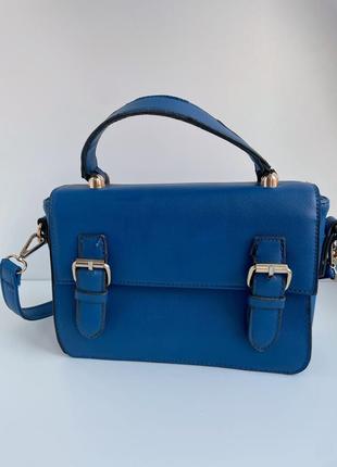 Синя сумка вмістка стильна з довгою ручкою