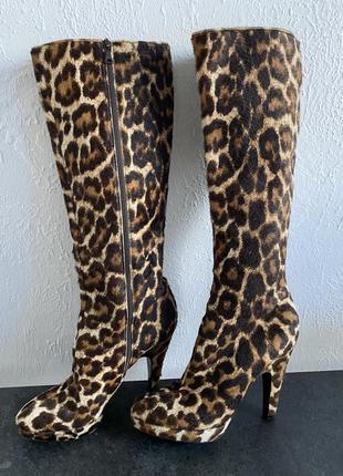 Шикарні чоботи prada milano 38 розмір оригінал леопард сапоги, волос, високие сапоги, пони