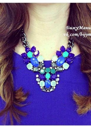 Скидка красивый набор украшений ожерелье и серьги в сине-зеленом цвете распродажа4 фото