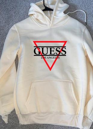 Жіночій зимовий худі на флісі guess гесс білий женский зимний худи на флисе гесс белый3 фото