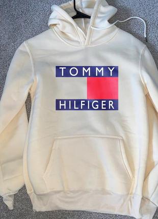 Жіночій зимовий худі на флісі tommy hilfiger томмі хілфіджер   білий женский зимний худи на флисе то2 фото