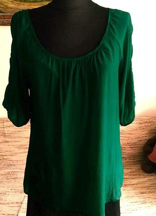Супер изумрудная  туничка шелк 100% 48-50 размер