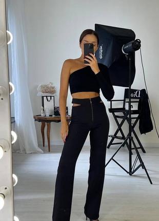 Брюки  кльош з розрізами на бедрах