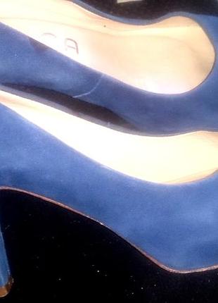 Стильні сині туфлі замша unisa р40