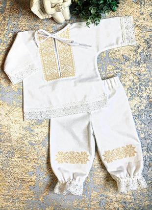 Крестильный наряд универсальный вышиванка на 1-2 мес. арт 01248