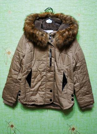 Стильная куртка с вязанной спиной демисезон - теплая зима хлопок3 фото