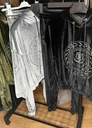 Нереально крутые велюровые костюмы,хаки,серебро, черный, турция!1 фото