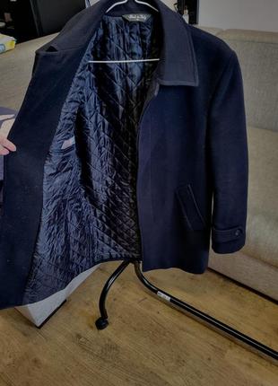 Теплое мужское пальто пиджак синий чорный