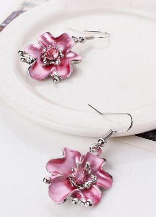 Набор серьги и ожерелье цветы2 фото