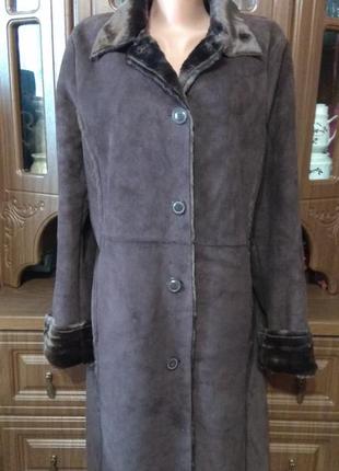 Дублянка, пальто верх і хутро штучне 52-54 розмір