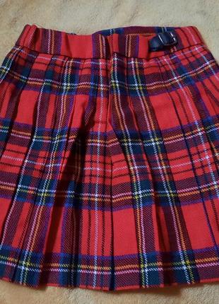 Шотландская  юбка красно червона спідниця в клітинку   шерсть для дівчинки3 фото