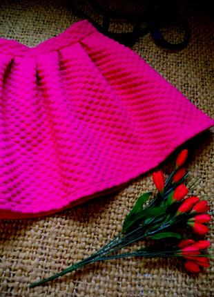 Великолепная теплая пышная розовая фактурная юбочка2 фото