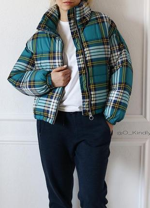 Модная дутая куртка в клетку от topshop