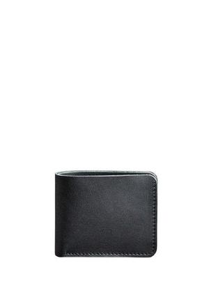 Мужское кожаное портмоне 4.1 (4 кармана) черное6 фото