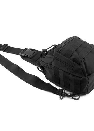 Тактическая сумка через плечо на 6 л b14 (28х18х13 см), черная  / однолямочный рюкзак (123456743)7 фото
