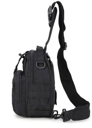 Тактическая сумка через плечо на 6 л b14 (28х18х13 см), черная  / однолямочный рюкзак (123456743)6 фото