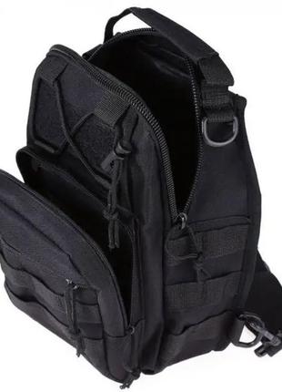 Тактическая сумка через плечо на 6 л b14 (28х18х13 см), черная  / однолямочный рюкзак (123456743)8 фото