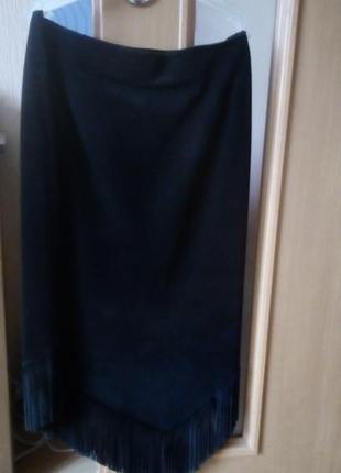 Спідниця з асиметричним низом,натуральний замш,розмір 46-48