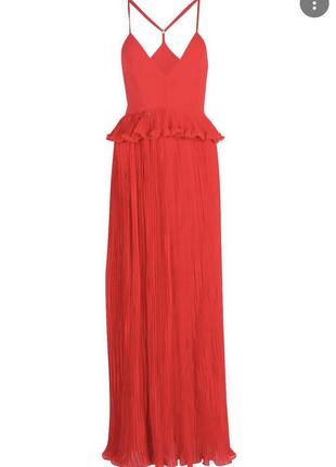 Нова брендова вечірня святкова сукня максі плісе червона3 фото