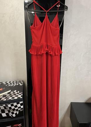 Нова брендова вечірня святкова сукня максі плісе червона8 фото