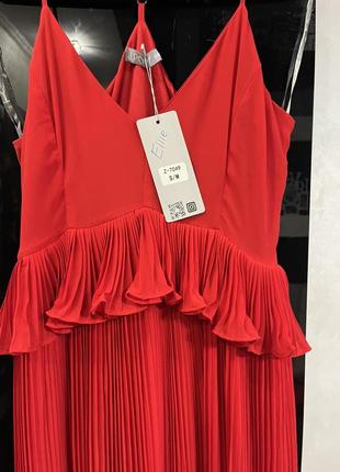 Нова брендова вечірня святкова сукня максі плісе червона7 фото