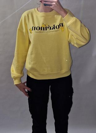 Жовтий світшот з пікачу толстовка кофта