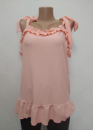 Персикова вафельна блуза на зав'язках papaya2 фото