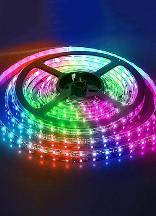 Светодиодная лента smd 5050 rgb led 5 м ip65 с пультом и блоком питания, 5м