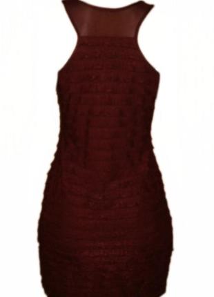 Платье в рюшах сетка сеточка нарядное марсала размер 12 наш 462 фото