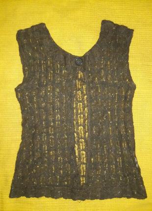 Свитер-жилет ажур шерсть разм.s/m