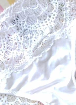 Нові кружевные білі білосніжні полувідкриті еротичні сэксуальные трусики мереживні бразиліана с/8/36/44 h&m2 фото