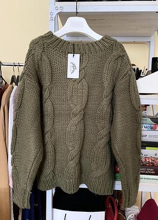 В’язаний теплий зимовий светр оверсайз узор шерсть вовна na-kd