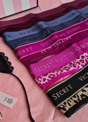 Бавовняні трусики стрінги з логотипом резинка victoria's secret вікторія сікрет оригінал