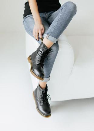 Женские высокие кожаные ботинки dr.martens 1460 classic black2 фото