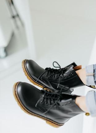Женские высокие кожаные ботинки dr.martens 1460 classic black4 фото