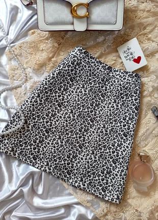 Замшевая мини юбка молочка/серая леопардовая1 фото