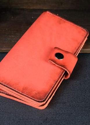 Мужской кожаный кошелек нова, натуральная кожа итальянский краст, цвет красный2 фото