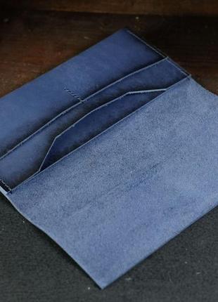 Мужской кожаный кошелек молодежный, натуральная кожа итальянский краст, цвет синий2 фото